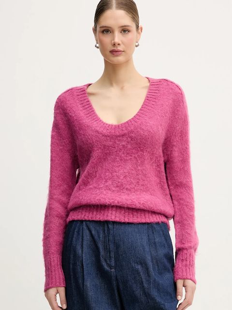 United Colors of Benetton sweter z dodatkiem moheru damski kolor fioletowy 1VAAD10EX - zdjęcie produktu nr 1