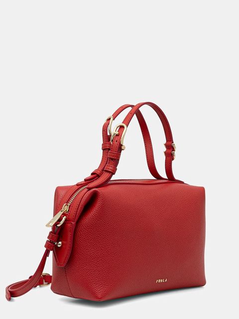 Furla torebka skórzana Double Mini Boston Bag kolor czerwony WE00870 BX3036 4484S