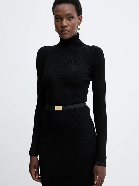 Elisabetta Franchi sukienka kolor czarny mini dopasowana AM07B56E2