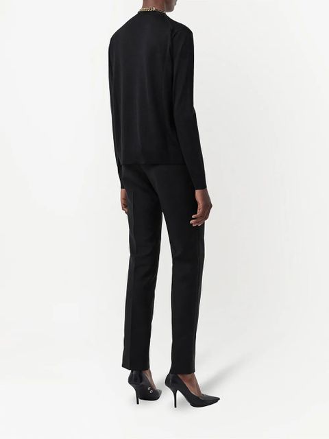 Burberry monogram motif silk-trim cardigan - Black