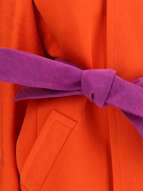 Saint Laurent belted puff sleeve coat - Orange