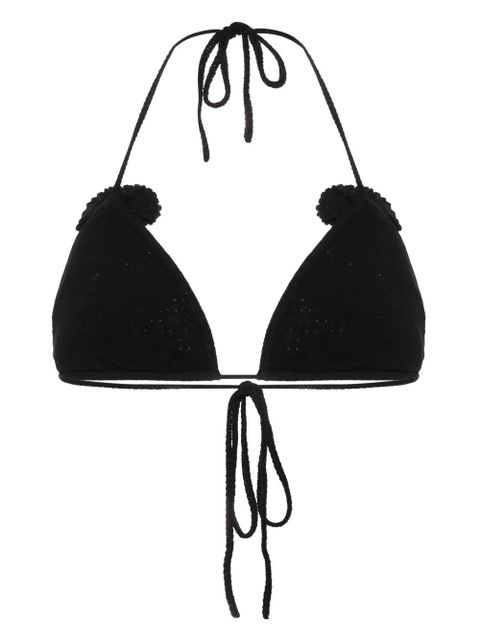 Self-Portrait crochet-knit bikini top - Black