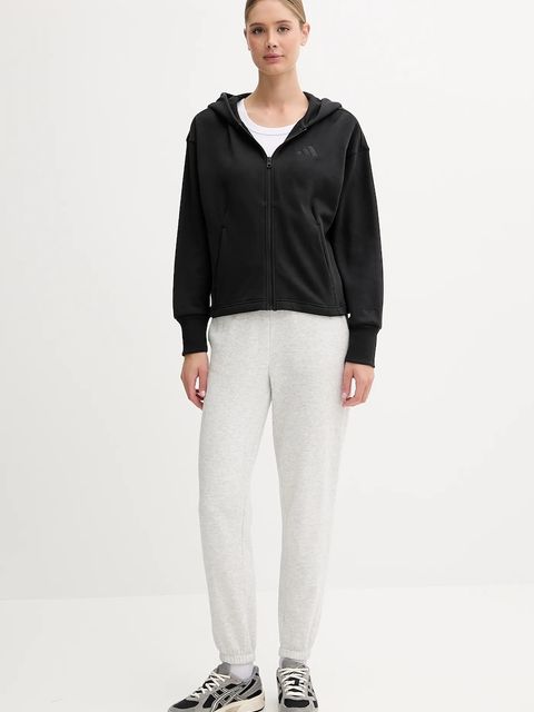 adidas bluza bawełniana All SZN damska kolor czarny z kapturem z aplikacją JJ1251