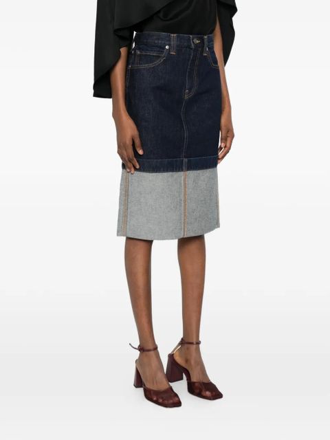 KHAITE Kilian cuffed denim midi skirt - Blue