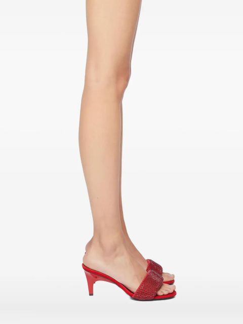 The Attico 60mm crystal-embellished heeled mules - Red