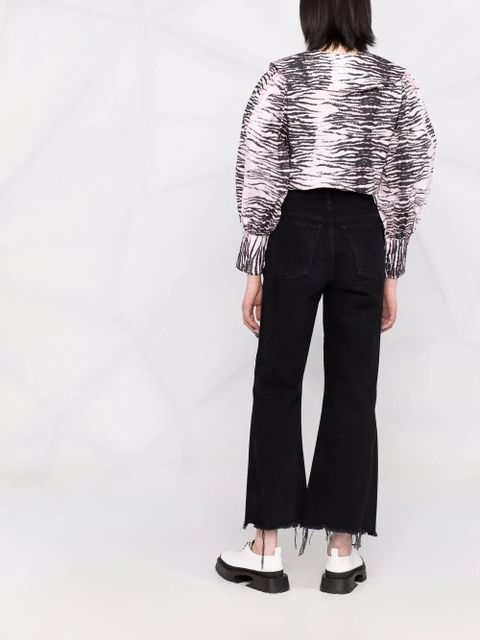 GANNI stripe print V-neck shirt - Pink