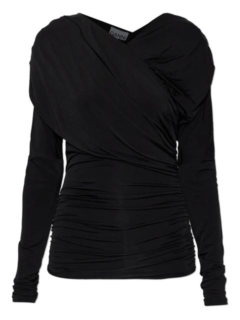 GANNI draped long-sleeve top - Black - zdjęcie produktu nr 1