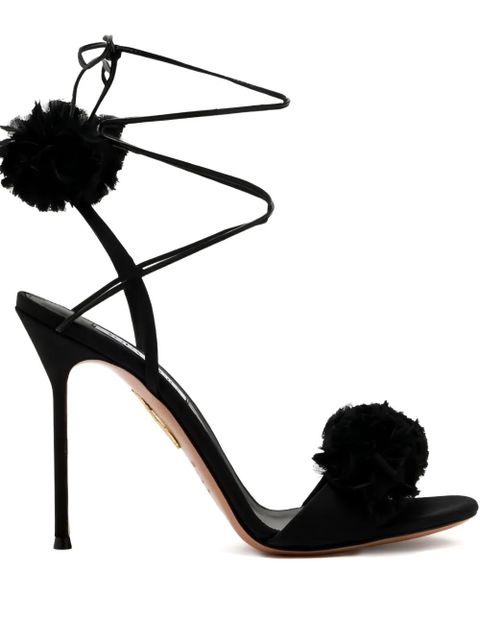 Aquazzura 105mm Cherry Kiss pompom tie sandals - Black - zdjęcie produktu nr 1