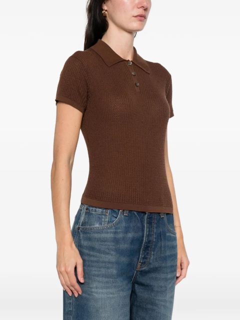 Guest In Residence Shrunken knitted polo top - Brown - zdjęcie produktu nr 2