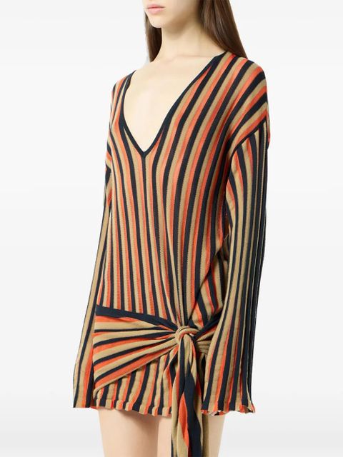 Blumarine striped V-neck dress - Black