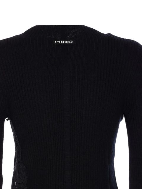 PINKO lace-insert ribbed sweater - Black