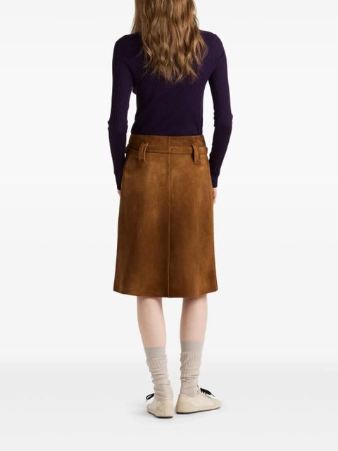 Prada button-front suede skirt - Brown