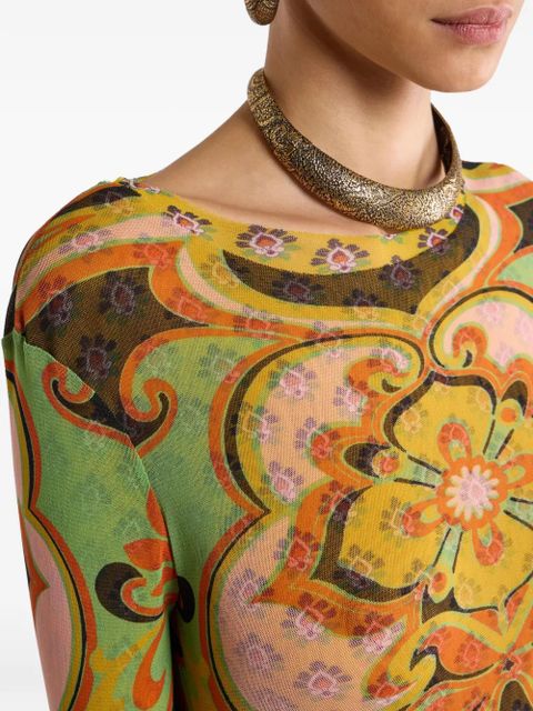 ETRO floral-print long-sleeve top - Green