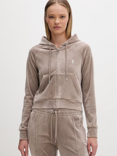 Juicy Couture bluza z kapturem damska welurowa MADISON COL OUT - zdjęcie produktu nr 2