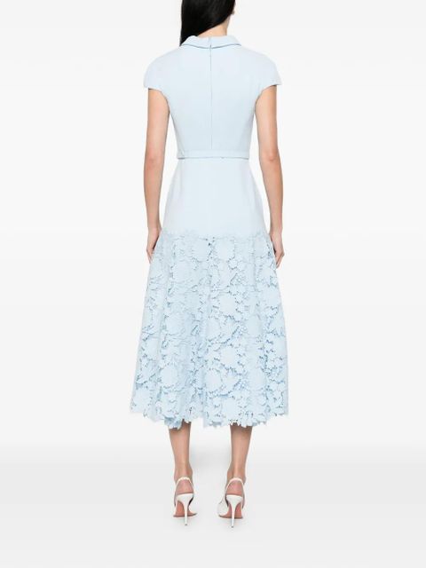 Self-Portrait lace belt midi dress - Blue