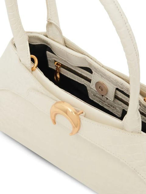 Marine Serre medium Aurora crocodile-embossed tote bag - White