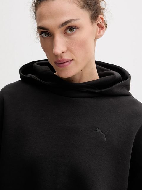 Puma bluza damska kolor czarny z kapturem gładka 632051