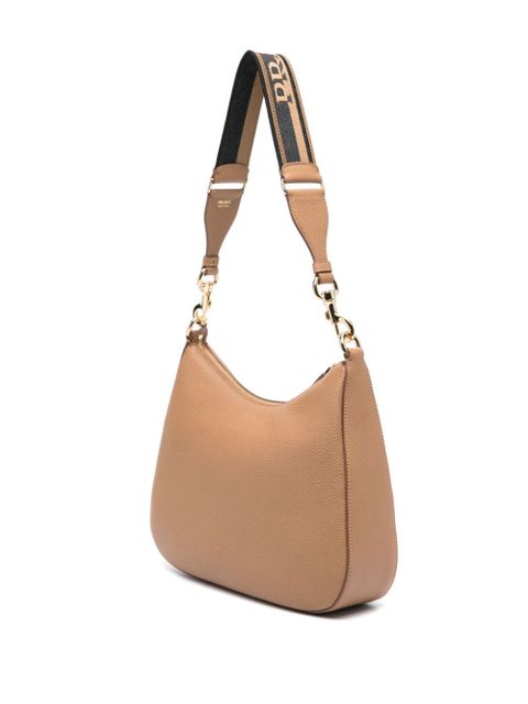 Prada logo-embossed leather shoulder bag - Brown