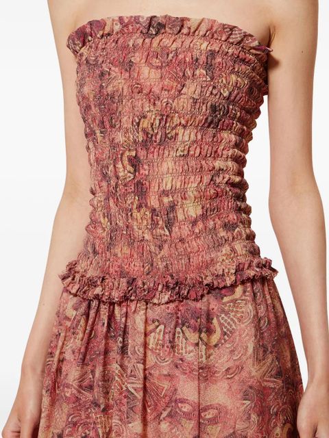 ISABEL MARANT Cleane mandala-print smocked dress - Pink