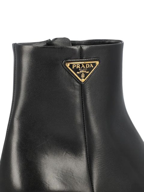 Prada triangle-logo pointed-toe boots - Black
