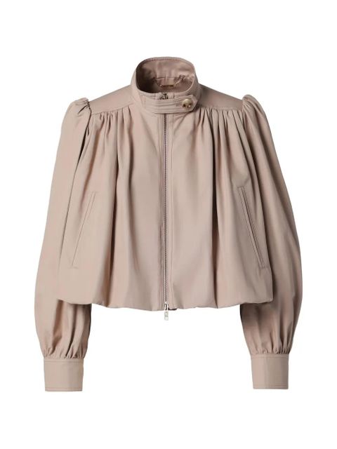 Chloé gathered puff-sleeve jacket - Neutrals - zdjęcie produktu nr 1