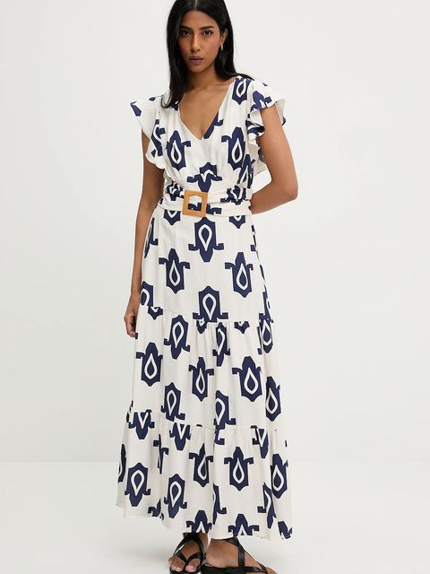 Answear.LAB sukienka kolor granatowy maxi rozkloszowana