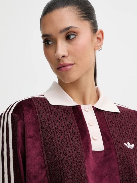adidas Originals longsleeve welurowy kolor bordowy KS7795