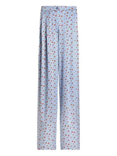 Dolce & Gabbana floral-print silk trousers - Blue - zdjęcie produktu nr 1