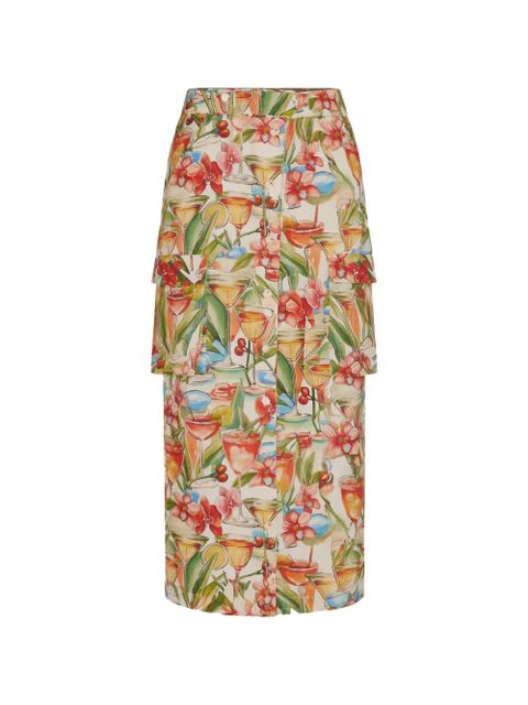 FARM Rio tiered floral skirt - Neutrals - zdjęcie produktu nr 1