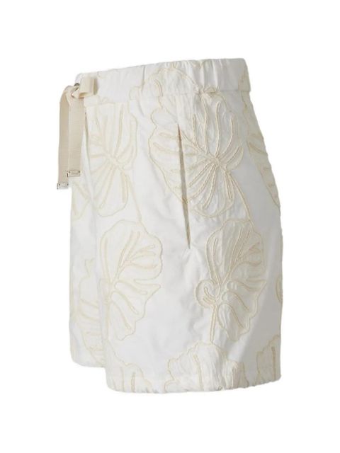 Moncler leaf-embroidered drawstring shorts - White