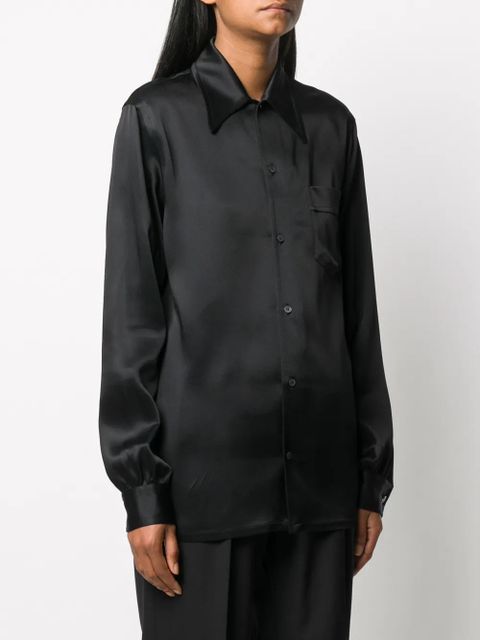 Maison Margiela satin long-sleeve shirt - Black