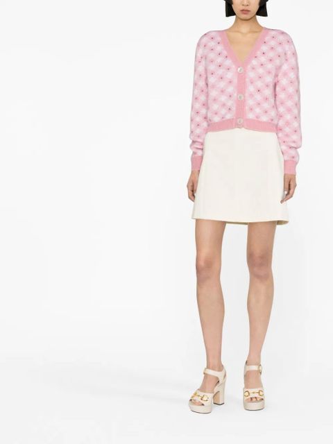 Alessandra Rich rhinestone-embellished gingham cardigan - Pink - zdjęcie produktu nr 2