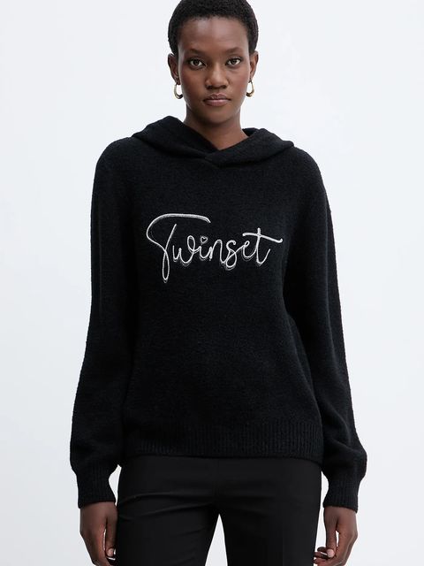 Twinset sweter z domieszką wełny damska kolor czarny 252LL3EAA