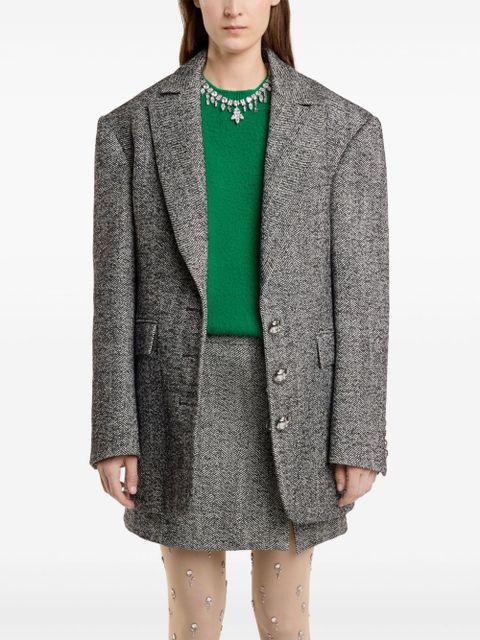Rabanne herringbone-pattern wool blazer - Black