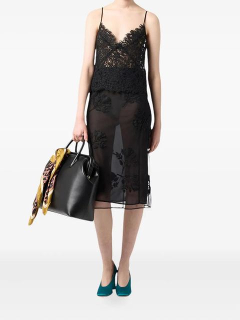 Blumarine flower-embroidered midi skirt - Black