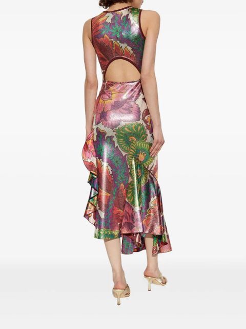 ETRO shimmering-finish midi dress - Red