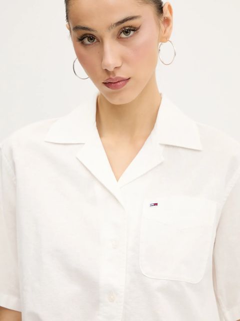 Tommy Jeans koszula z domieszką lnu