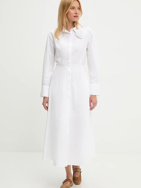 Answear.LAB sukienka bawełniana kolor biały midi rozkloszowana - zdjęcie produktu nr 1