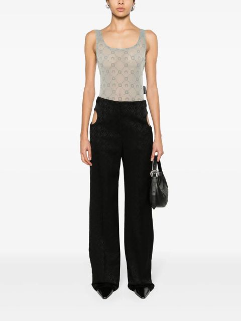 Marine Serre Moonogram flocked tulle bodysuit - Grey