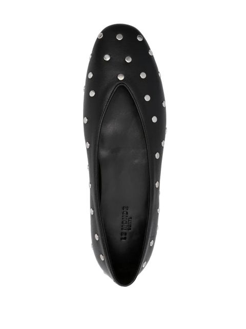 Le Monde Beryl Luna stud-embellished leather ballerina shoes - Black