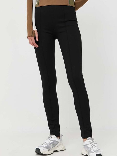 BOSS Orange legginsy BOSS ORANGE damskie kolor czarny gładkie