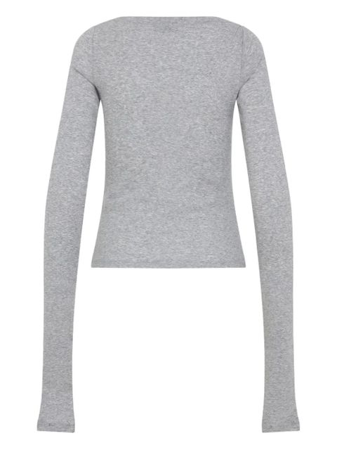 Miu Miu logo-patch T-shirt - Grey