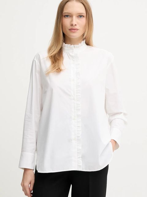 Tommy Hilfiger koszula bawełniana damska kolor beżowy relaxed ze stójką WW0WW46848 - zdjęcie produktu nr 1