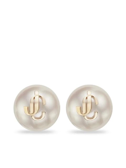 Jimmy Choo debossed-logo pearl earrings - White - zdjęcie produktu nr 1