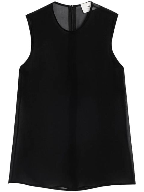 AMI Paris semi-sheer silk top - Black - zdjęcie produktu nr 1