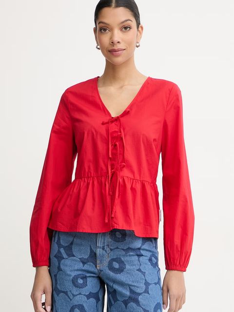 Marc O'Polo bluzka z falbanką damska bawełniana - zdjęcie produktu nr 2