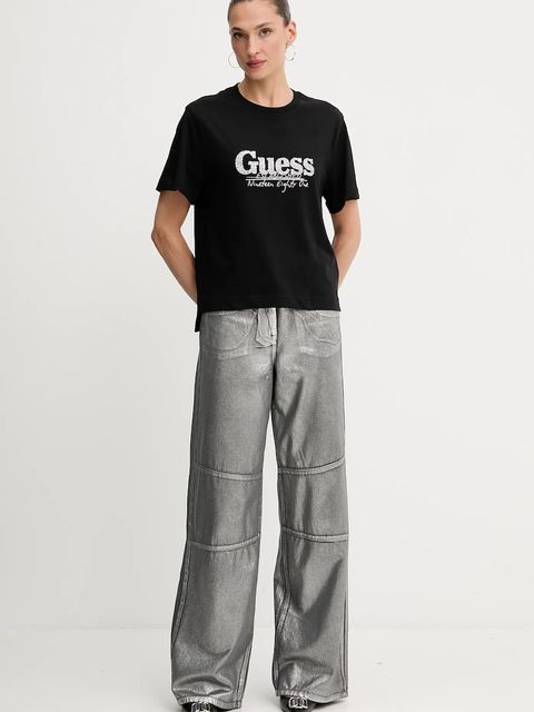 Guess t-shirt bawełniany damski kolor czarny W5YI07 I3Z14 - zdjęcie produktu nr 2