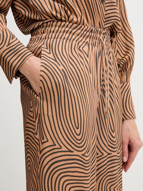 Marc Aurel spodnie damskie kolor brązowy szerokie high waist 1853-1002-24812