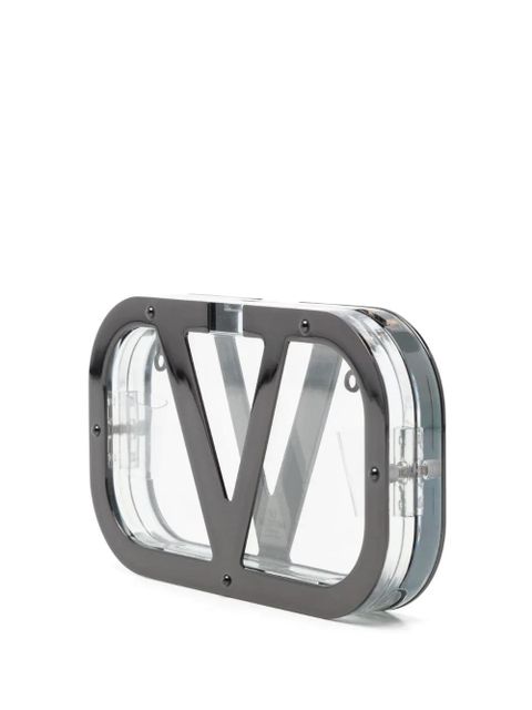 Valentino Garavani logo-plaque clear clutch - Black