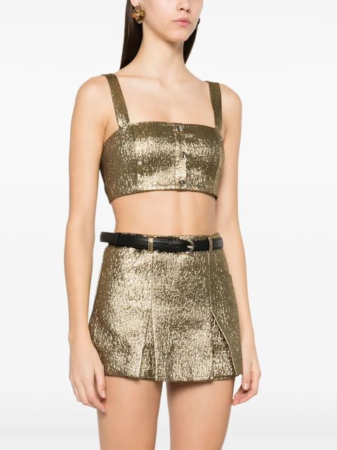 Self-Portrait metallic jacquard top - Gold